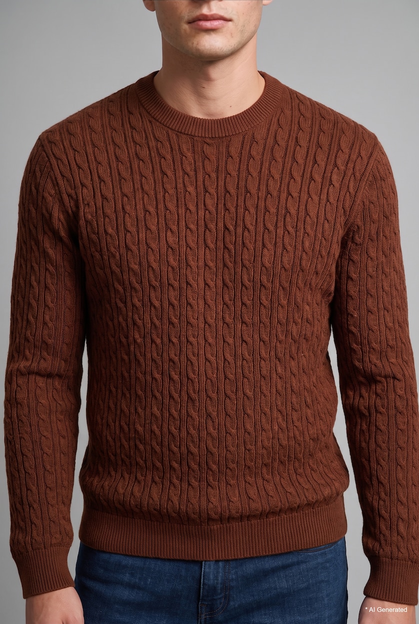 Man Dark Orange Regular Fit Knitwear Pullover