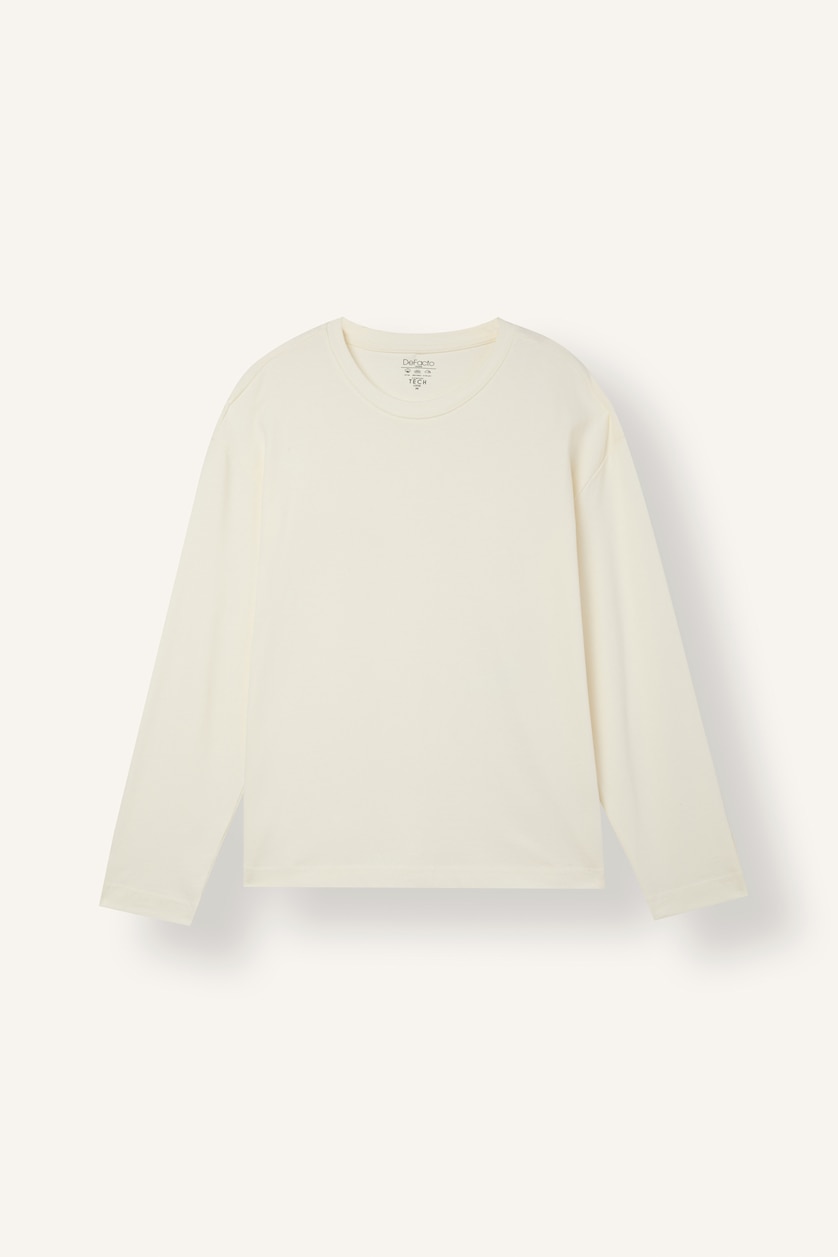Men Ecru Boxy Fit Long Sleeve T-Shirt