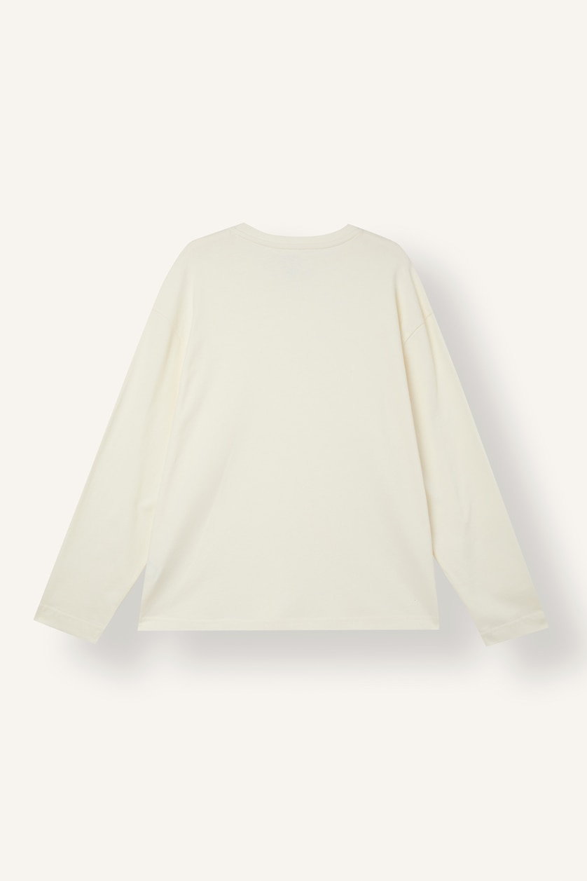 Men Ecru Boxy Fit Long Sleeve T-Shirt