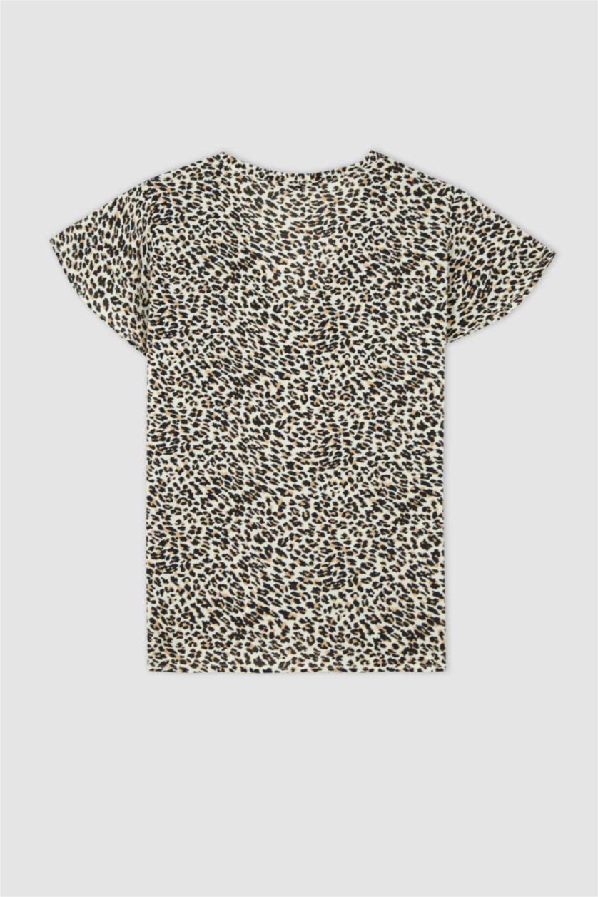 FEMME Beige Blouse à manches courtes Coupe Régulière Col En V