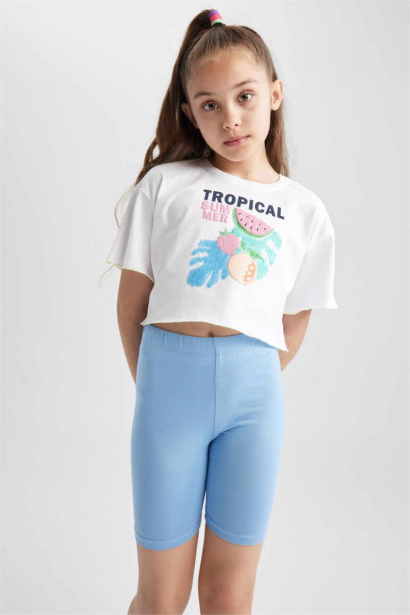 GIRLS & TEENS Blue Girl Short Length Leggings