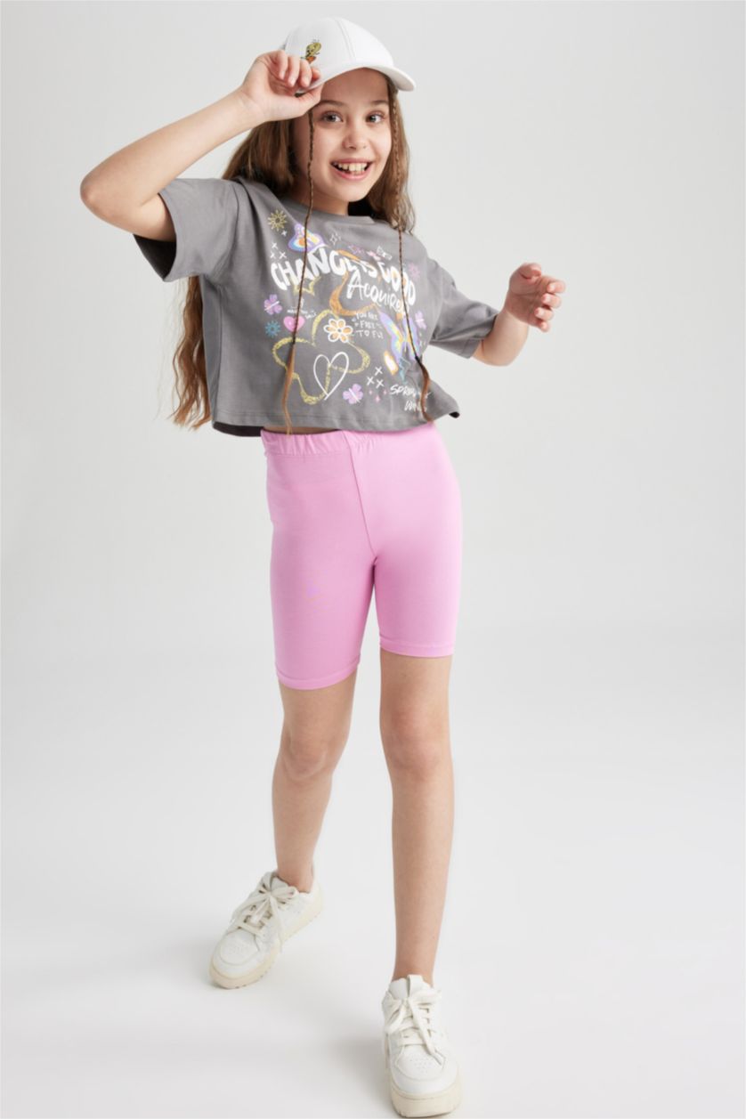 GIRLS & TEENS Pink Girls' Short Length Leggings