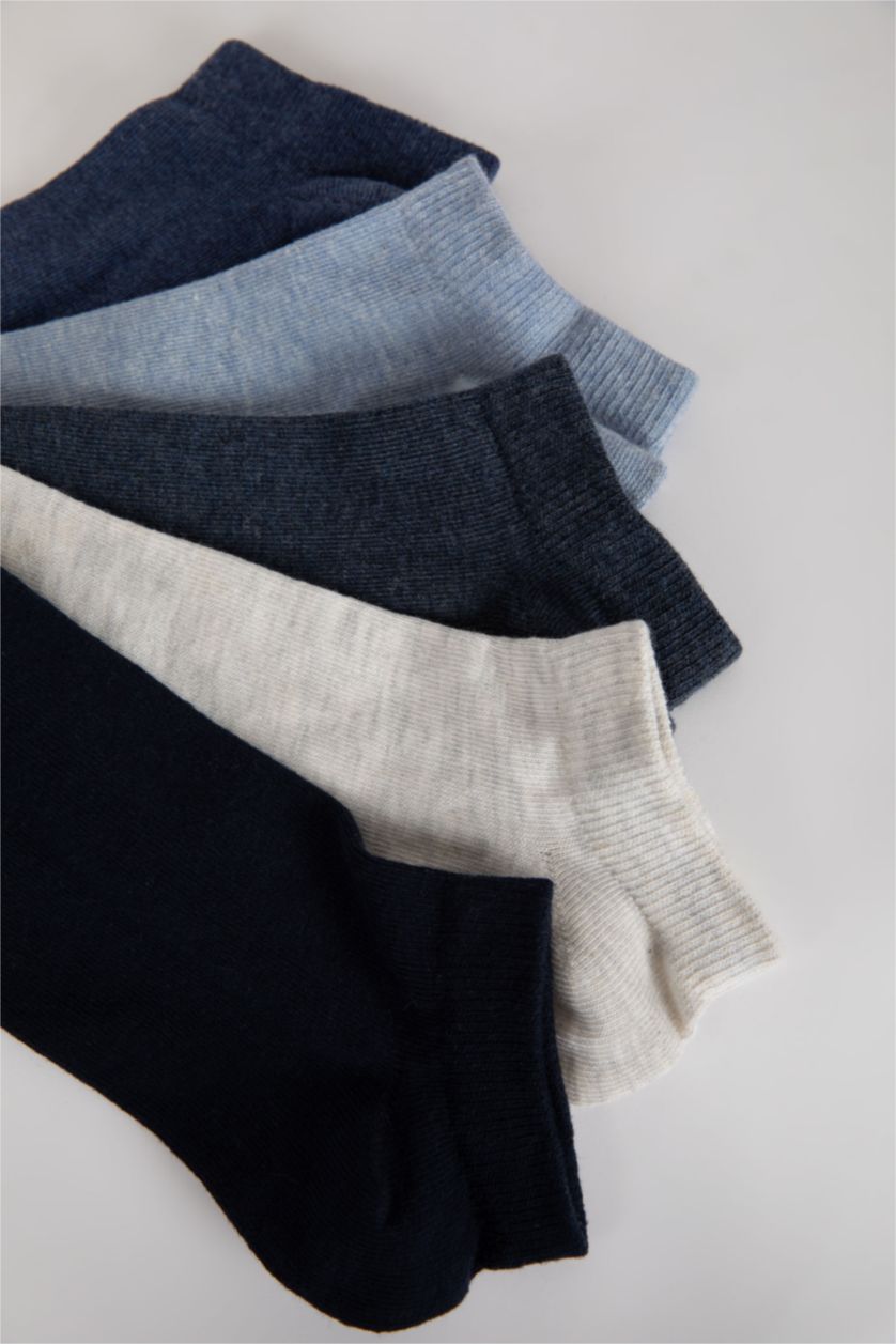 Erkek Lacivert Melanj Erkek 5'li Pamuklu Patik Çorap