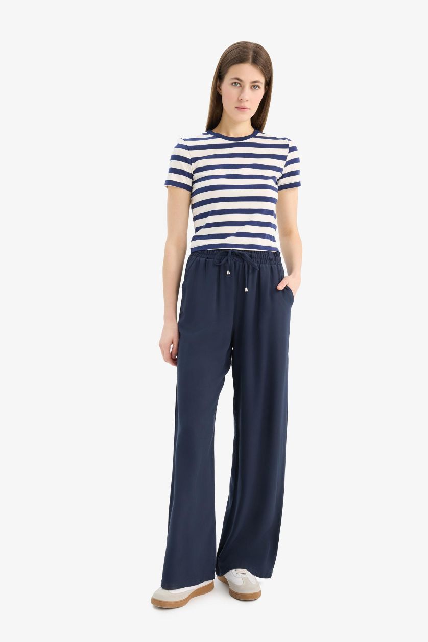 Woman NAVY Florida Belmando High Waist Wide Leg Trousers
