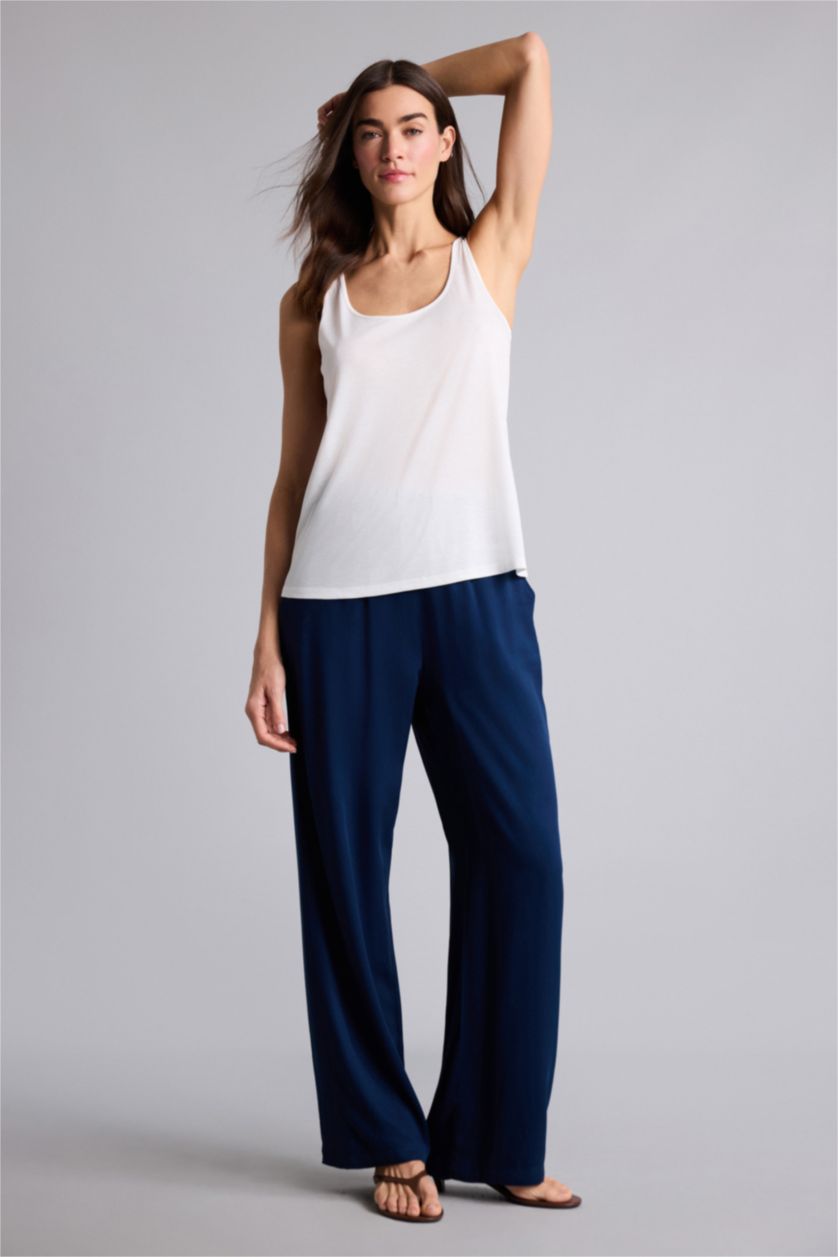 Woman NAVY Florida Belmando High Waist Wide Leg Trousers