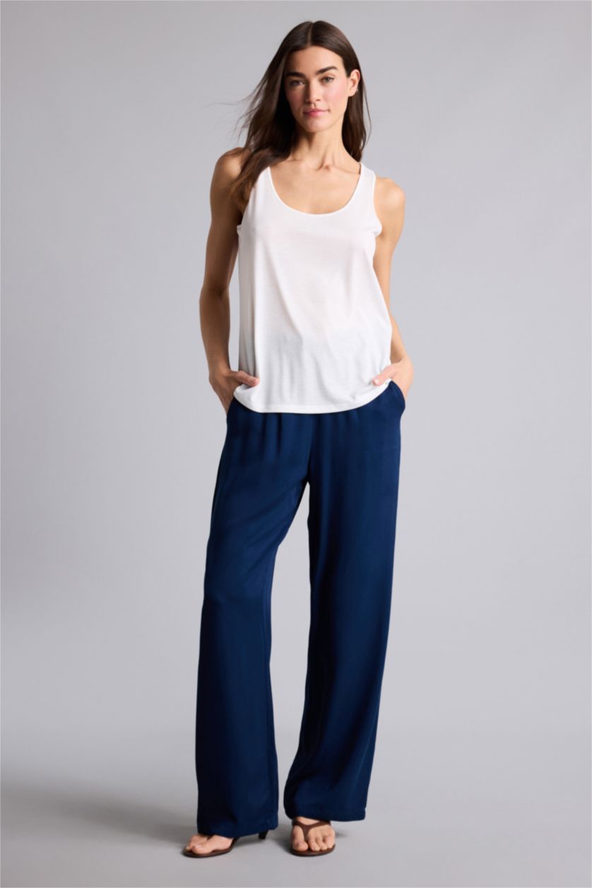 Woman NAVY Florida Belmando High Waist Wide Leg Trousers