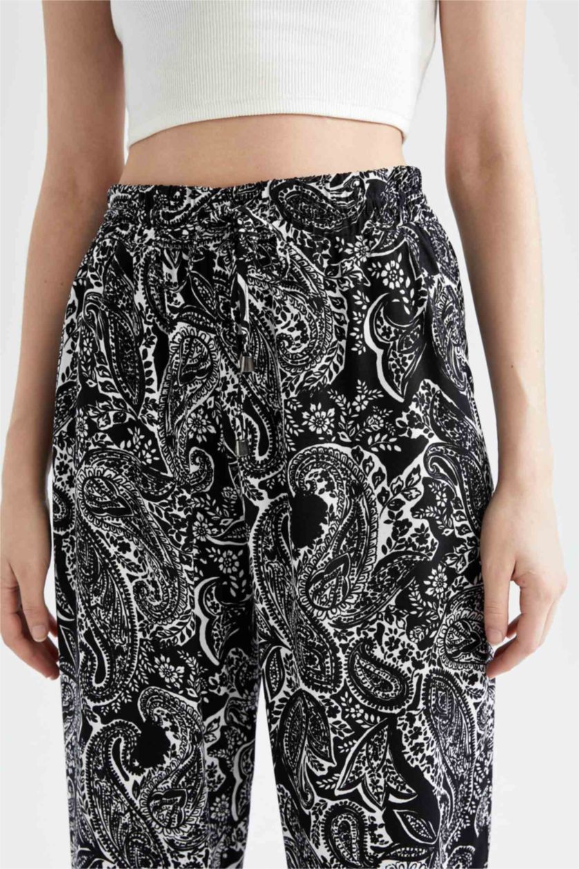 حريمي أسود High Waist Wide Leg Trousers