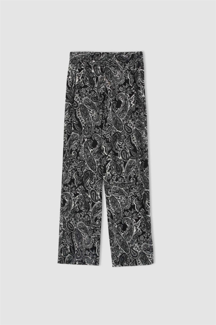 حريمي أسود High Waist Wide Leg Trousers