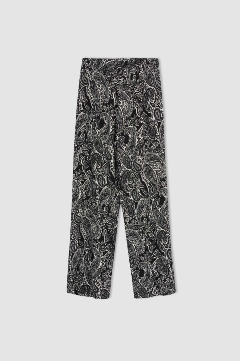 حريمي أسود High Waist Wide Leg Trousers