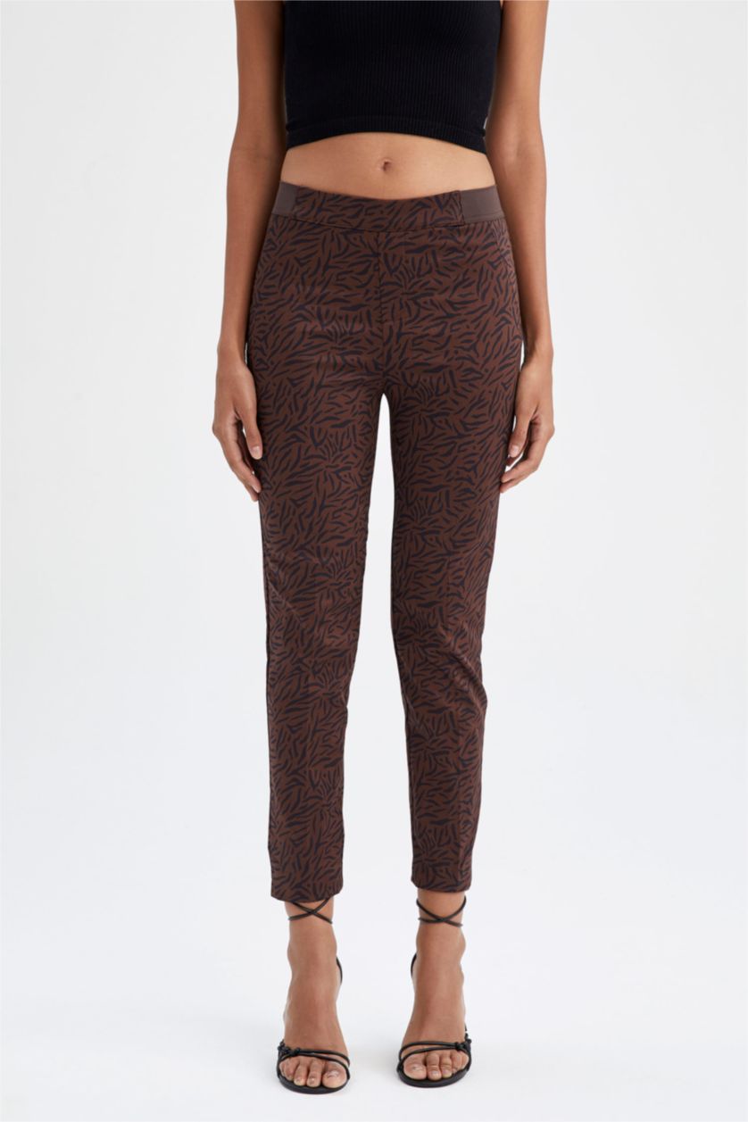 FEMME Marron Clair Pantalon Longueur standard Satinette Valentina - Cigarette Ourlet régulier