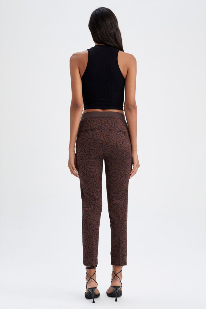 FEMME Marron Clair Pantalon Longueur standard Satinette Valentina - Cigarette Ourlet régulier