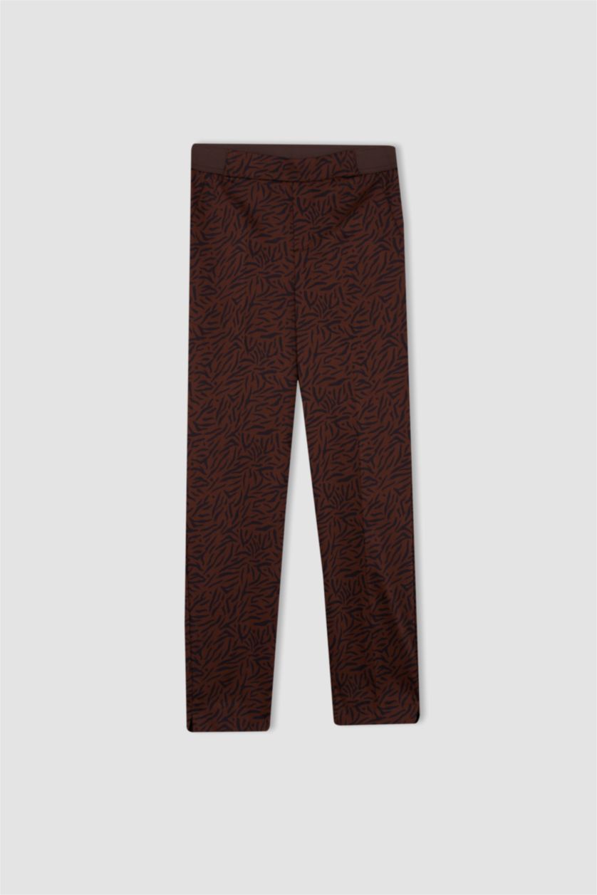FEMME Marron Clair Pantalon Longueur standard Satinette Valentina - Cigarette Ourlet régulier