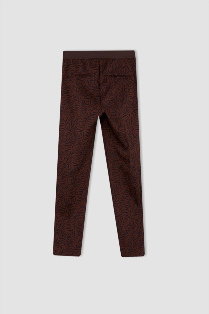FEMME Marron Clair Pantalon Longueur standard Satinette Valentina - Cigarette Ourlet régulier