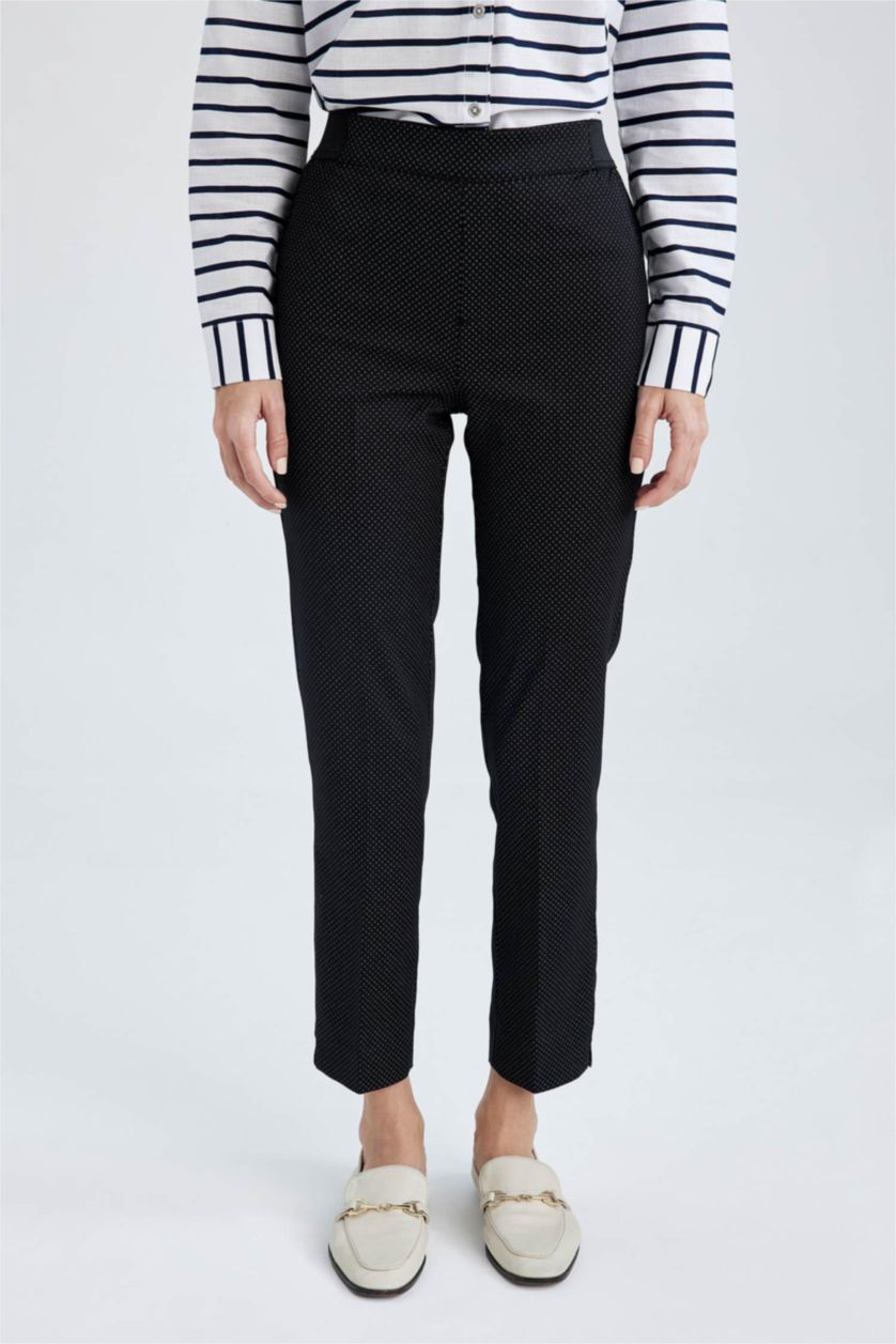 Жіночий Чорний Брюки Штани Дудочки нормальна посадка прямого крою із сатину для жінок