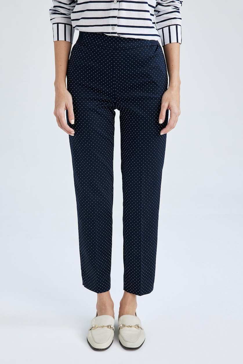 Women NAVY Normal Waist Cigarette Fit Trousers
