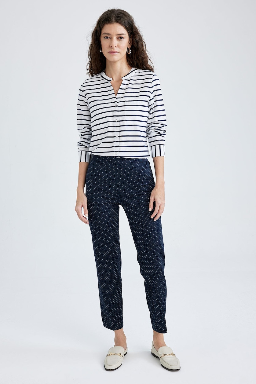 Women NAVY Normal Waist Cigarette Fit Trousers