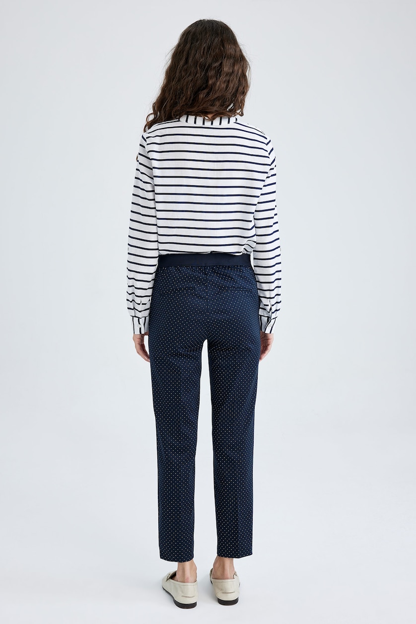 Women NAVY Normal Waist Cigarette Fit Trousers