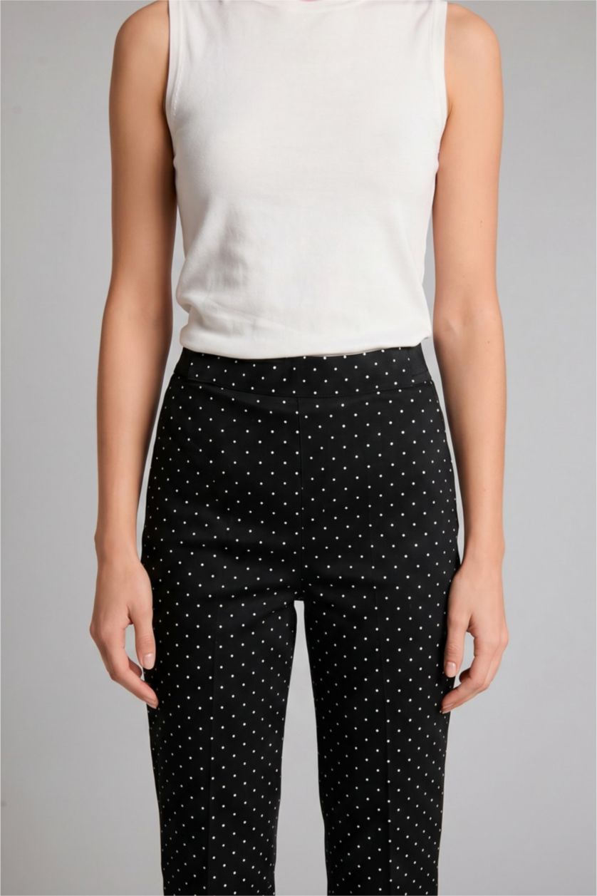 Women Black Normal Waist Cigarette Fit Trousers