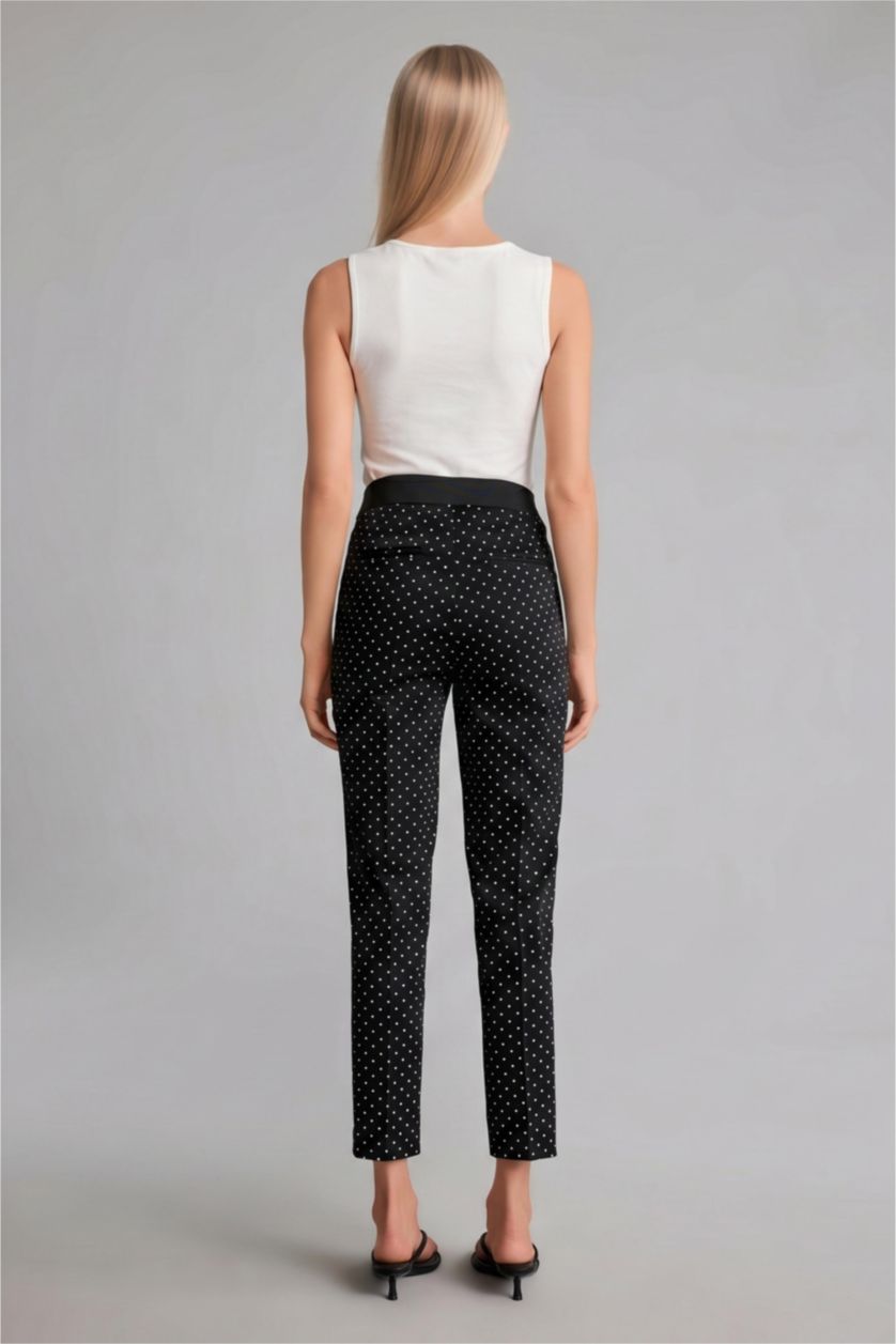 Women Black Normal Waist Cigarette Fit Trousers