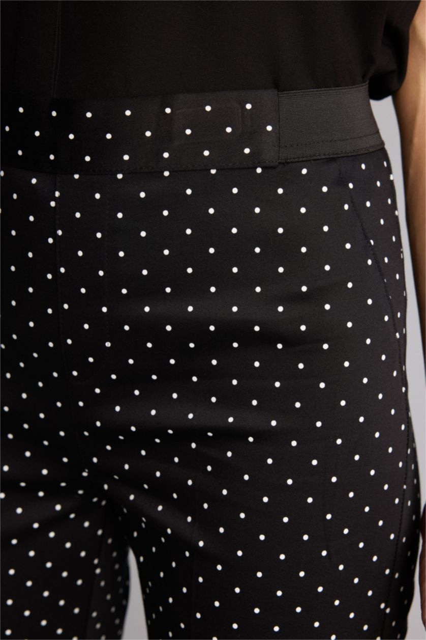 Kadın Siyah Sigaret Normal Bel Düz Paça Saten Pantolon