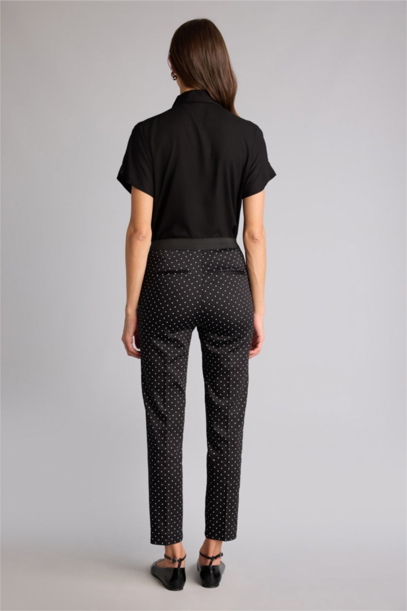 Kadın Siyah Sigaret Normal Bel Düz Paça Saten Pantolon
