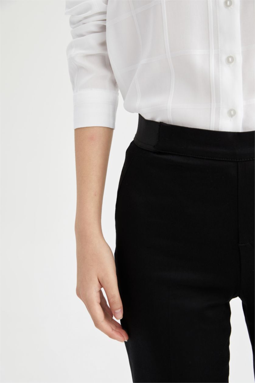 نساء أسود Normal Waist Cigarette Fit Trousers