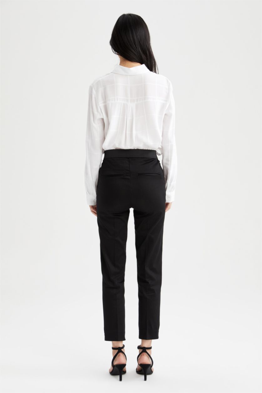 نساء أسود Normal Waist Cigarette Fit Trousers