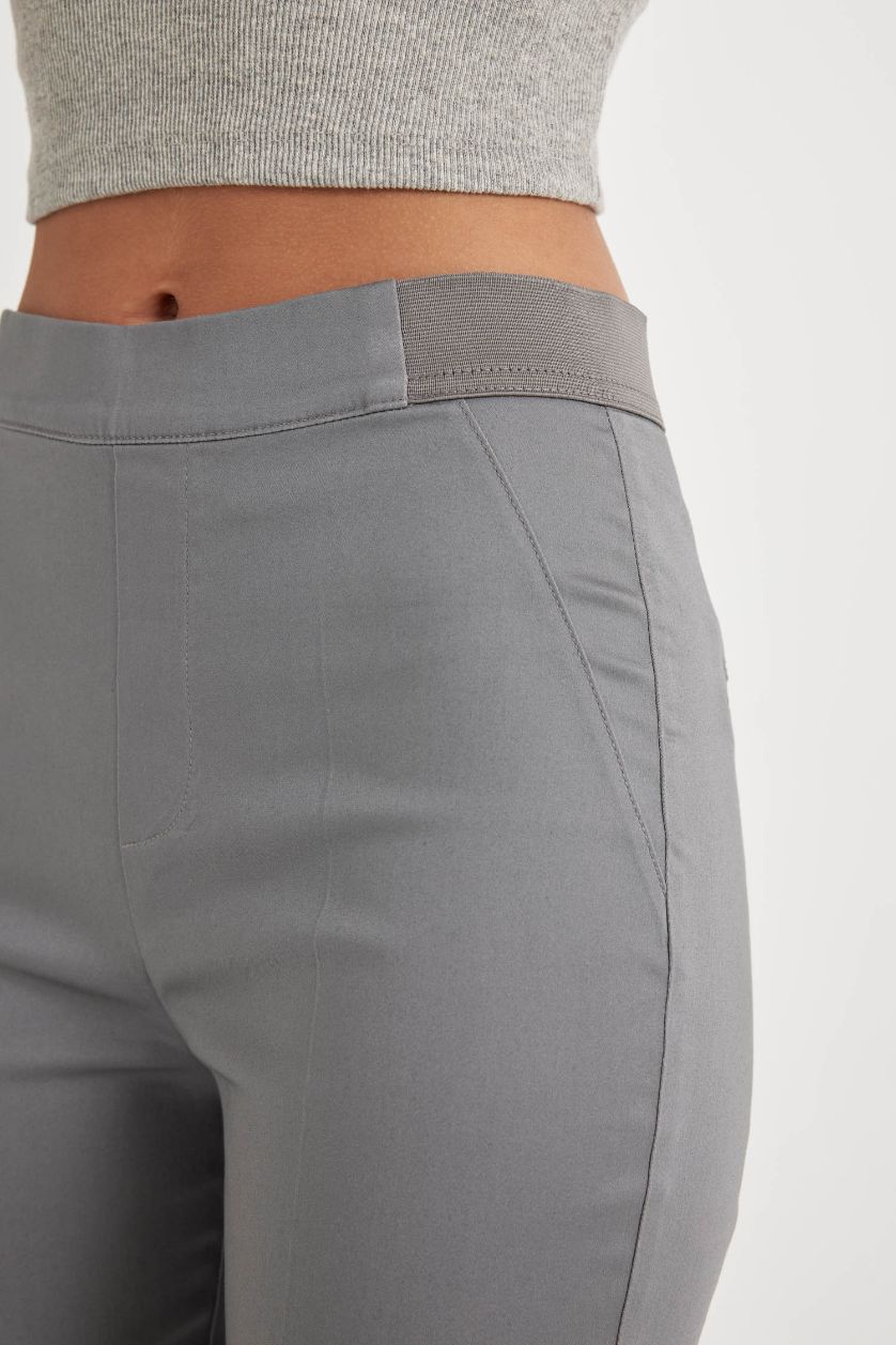 WOMAN Dark Grey Cigarette Fit Regular Hem Satin Trousers