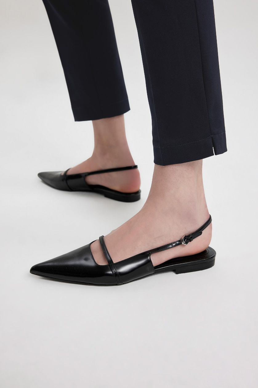 WOMAN NAVY Valentina Sigaret Normal Waist Satin Trousers