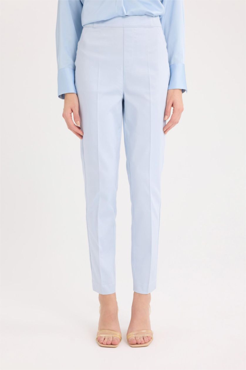 نساء أرجواني فاتح بنطلون ستان سيجاريت برجل مستقيم وخصر عادي