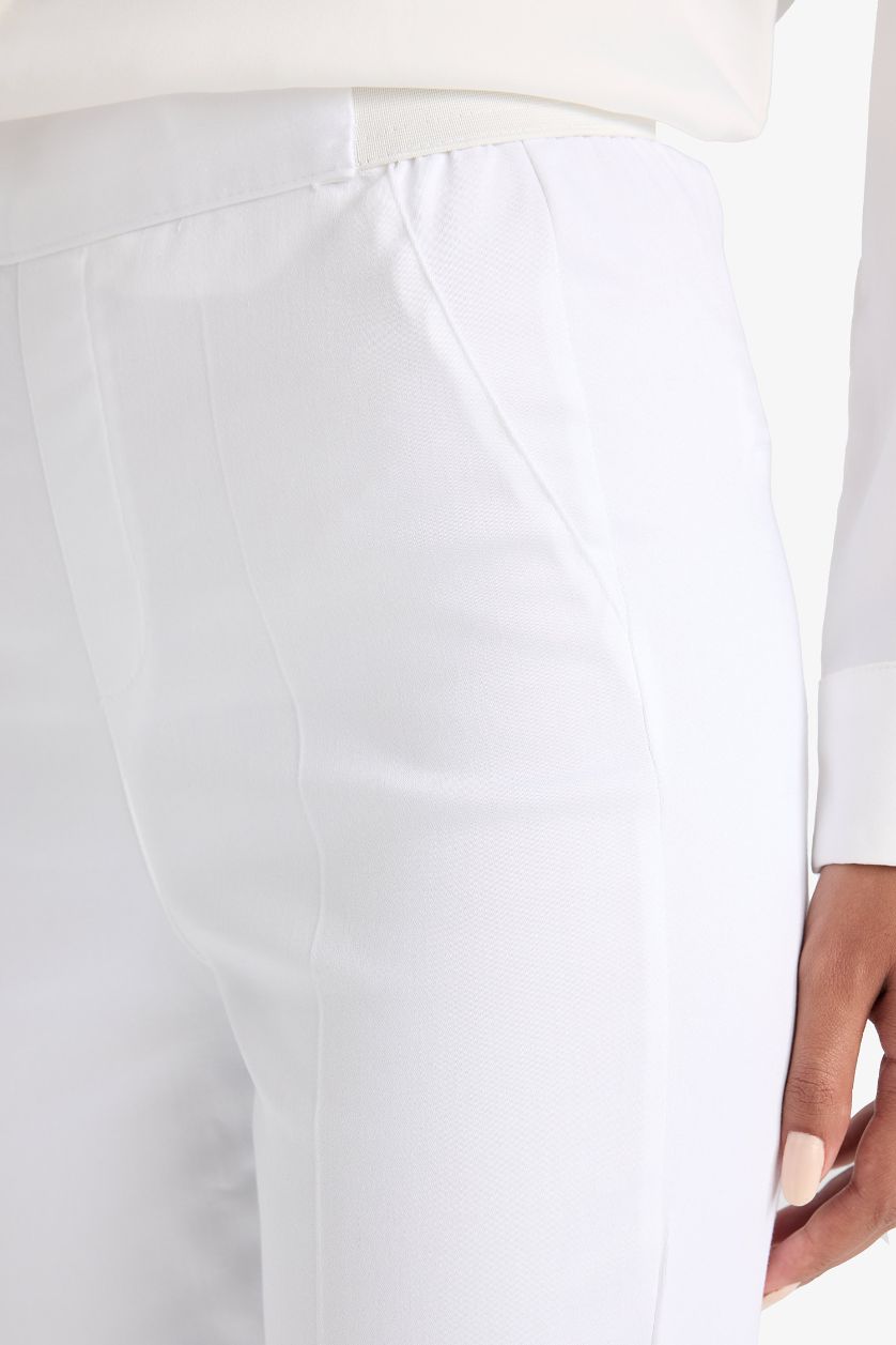 WOMAN White Valentina Sigaret Normal Waist Straight Leg Satin Trousers