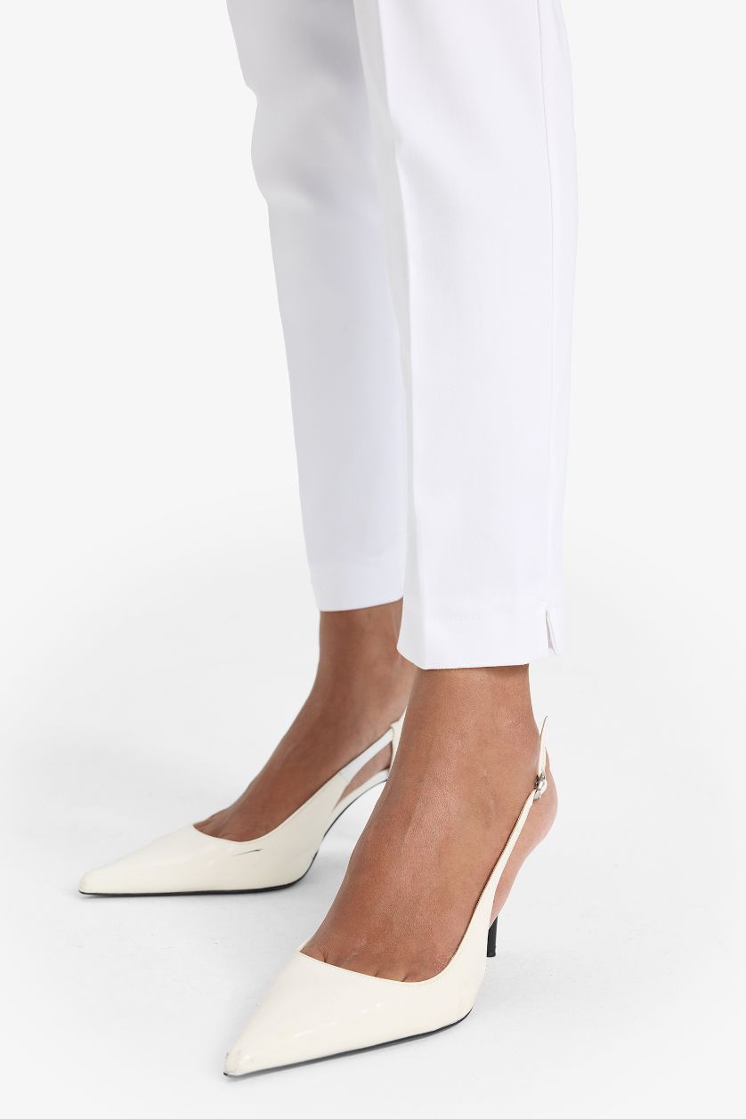 WOMAN White Valentina Sigaret Normal Waist Straight Leg Satin Trousers