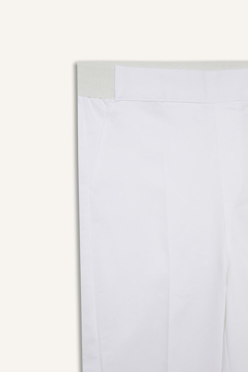 WOMAN White Valentina Sigaret Normal Waist Straight Leg Satin Trousers