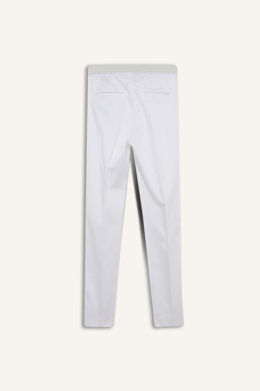 WOMAN White Valentina Sigaret Normal Waist Straight Leg Satin Trousers