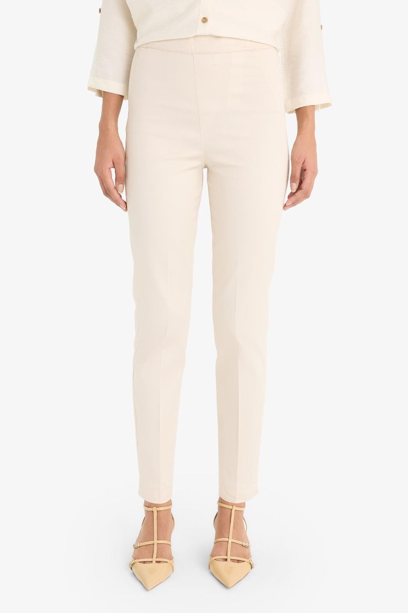 WOMAN Stone Cigarette Fit Regular Hem Satin Trousers