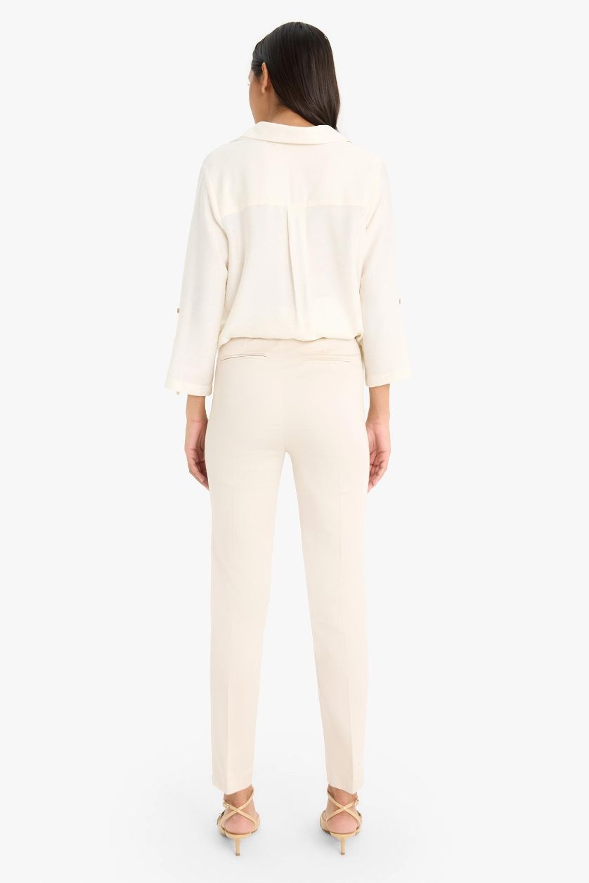 WOMAN Stone Cigarette Fit Regular Hem Satin Trousers