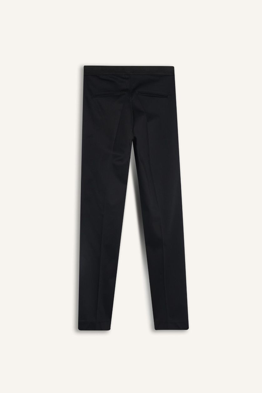 WOMAN Black Cigarette Normal Waist Straight Leg Satin Trousers
