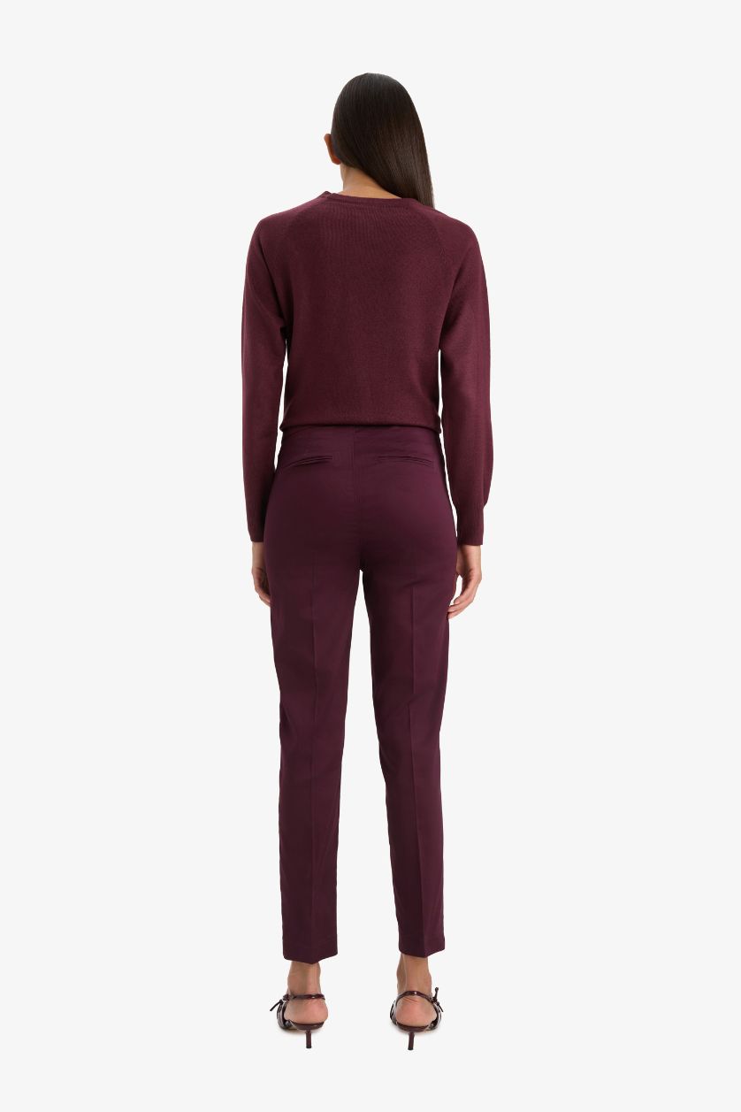 WOMAN Bordeaux Cigarette Regular Waist Straight Leg Satin Trousers