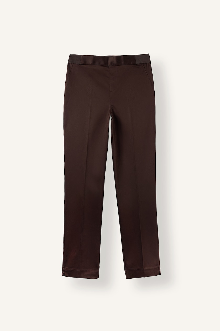 Women Dark Brown Normal Waist Cigarette Fit Trousers