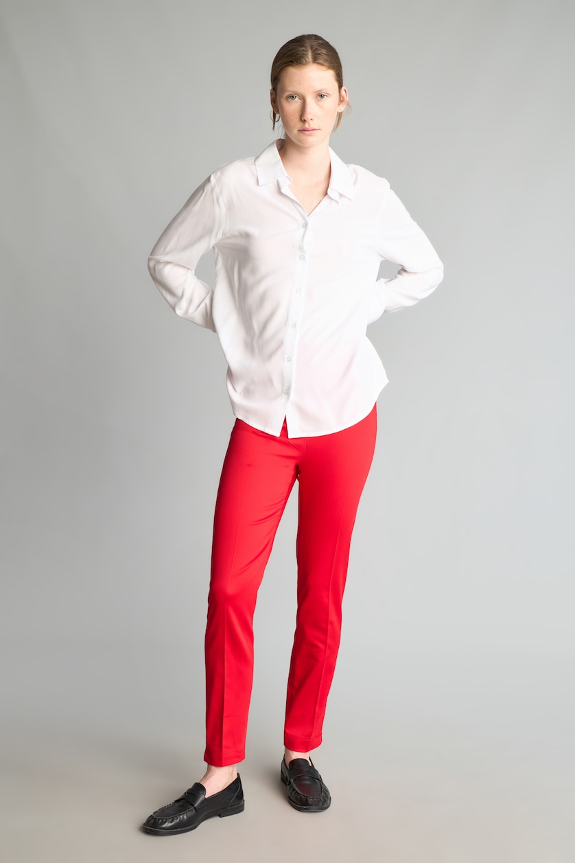 Women Red Normal Waist Cigarette Fit Trousers