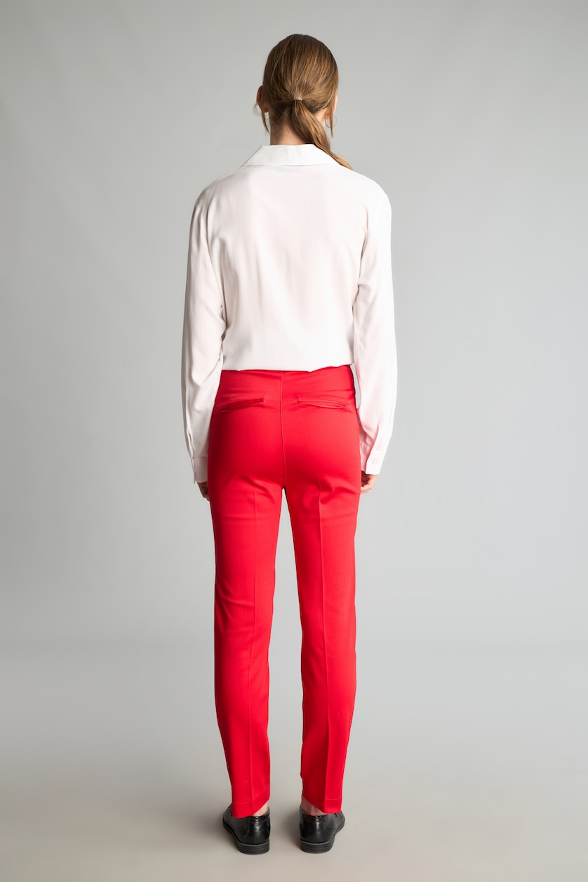 Women Red Normal Waist Cigarette Fit Trousers