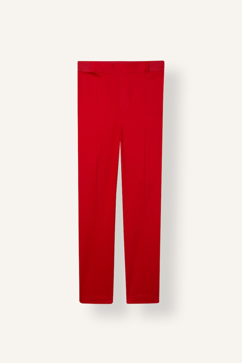 Women Red Normal Waist Cigarette Fit Trousers