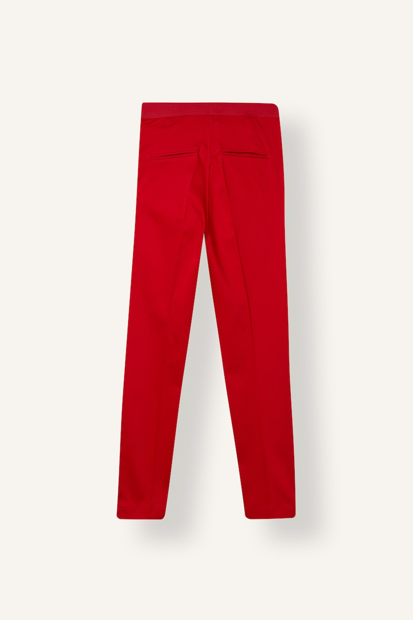 Women Red Normal Waist Cigarette Fit Trousers