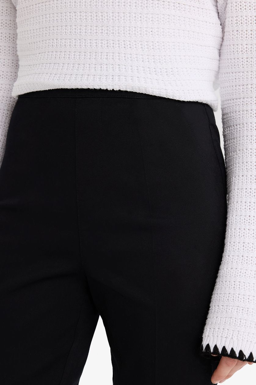 نساء أسود بنطرون ستان سيجاريت بخصر عادي