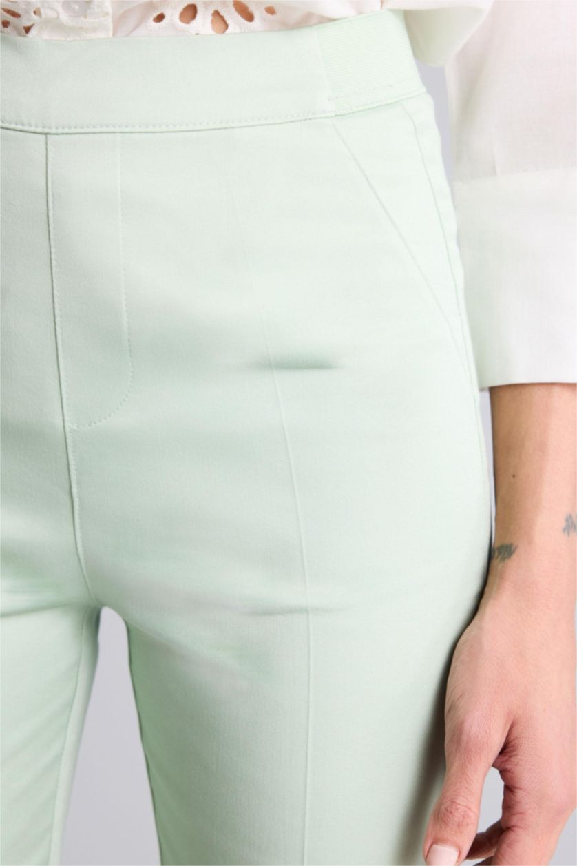 WOMAN Mint Cigarette Fit Regular Hem Satin Trousers