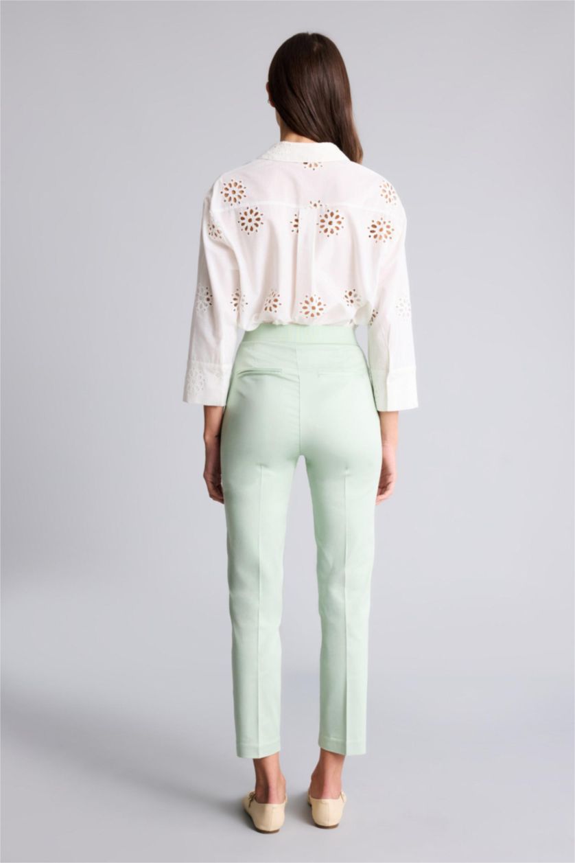 WOMAN Mint Cigarette Fit Regular Hem Satin Trousers
