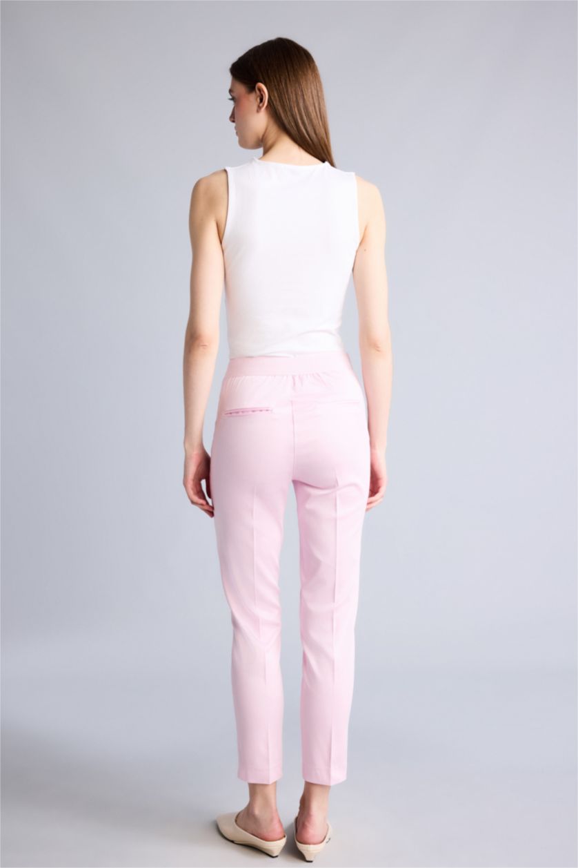 Kadın Açık Pembe Saten Düz paça Pantolon