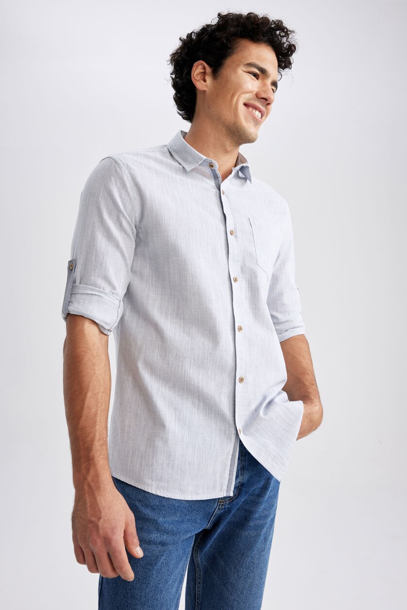  Slim Fit Poplin Long Sleeve Shirt 2768286 DeFacto