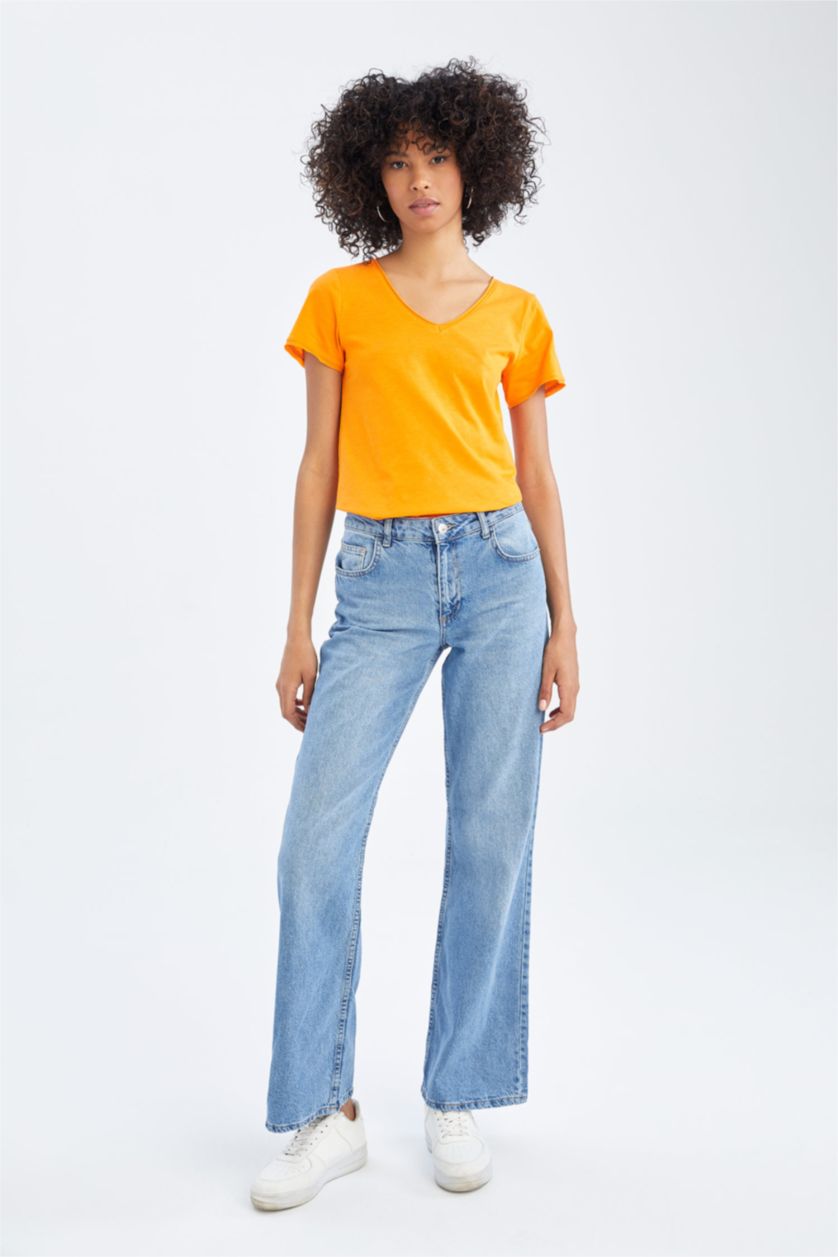 Woman Orange Regular Fit Short Sleeve T-Shirt