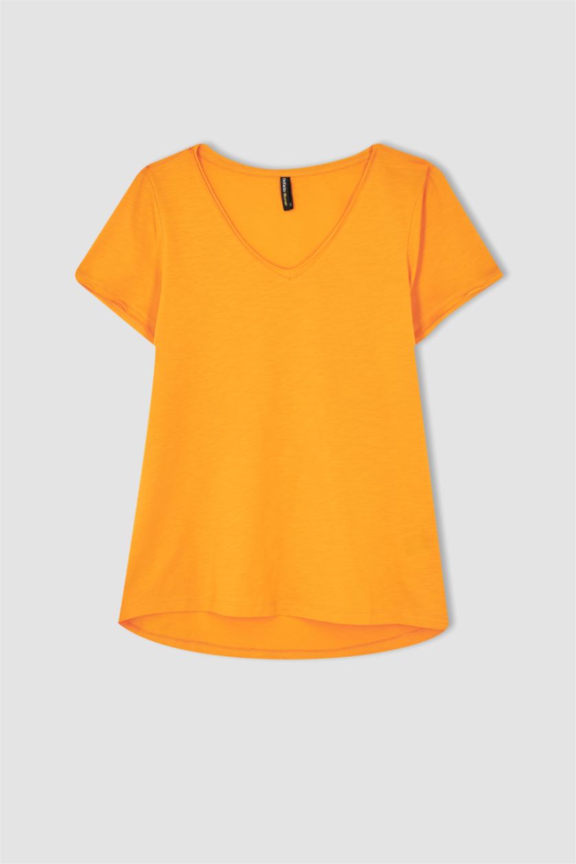 Woman Orange Regular Fit Short Sleeve T-Shirt